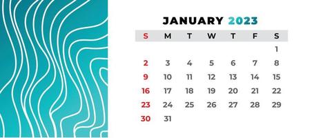 modern januari 2023 kalender design mall vektor