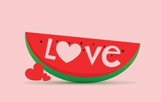 Valentinstaghintergründe, Wassermelonenscheibe mit Herzform und Liebesbriefe, niedliche Tapeten oder Grußkarten.
