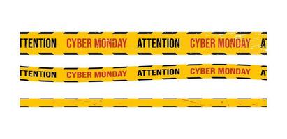 Cyber Monday Big Sale Stripes Set. warnbänder für bewusstseinszonenschild, marketingwerbung, rabattbereich, dekorationselement für banner, plakate. vektorabbildung vektor