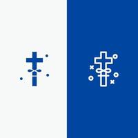 Kreuz Feiertage heilige Ostern Linie und Glyphe festes Symbol blaues Banner Linie und Glyphe festes Symbol blaues Banner vektor