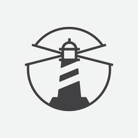 Leuchtturm-Logo-Design-Vektor, Leuchtturm-Illustration vektor