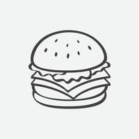 burger ikon, enkel linjär burger ikon, burger logotyp design illustration vektor