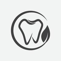 Zahn- und Blatt-Logo-Kombination, Zahn- und Bio-Symbol, einzigartige Zahn- und Bio-Logo-Designvorlage, grüne Zahnkohle-Ikone vektor