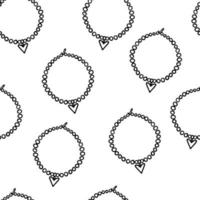 nahtlose Muster-Doodle-Halskette mit Herz vektor