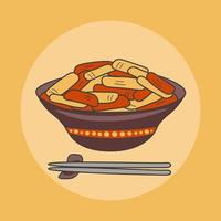 Tteokbokki koreanisches Essen Vektor Illustration Doodle