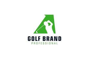Buchstabe a für Golf-Logo-Design-Vektorvorlage, Vektoretikett des Golfsports, Logo der Golfmeisterschaft, Illustration, kreative Ikone, Designkonzept vektor