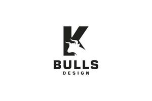 buchstabe k logo, stierlogo, kopfbullenlogo, monogrammlogo-designschablonenelement vektor