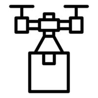 Drohne Paketzustellung Symbol Umrissvektor. Exportverkehr vektor