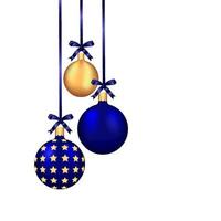 jul bakgrund med blå och guld gåva bollar.vektor illustration. vektor