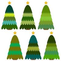 Reihe von Weihnachtsbäumen. isolierte vektorillustration für frohe weihnachten und guten rutsch ins neue jahr. vektor