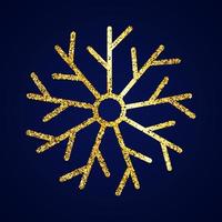 Goldglitzerschneeflocke auf dunkelblauem Hintergrund. weihnachts- und neujahrsdekorationselemente. Vektor-Illustration. vektor