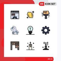9 kreative Symbole moderne Zeichen und Symbole der kreativen Servicebürstenwartungs-App bearbeitbare Vektordesignelemente vektor