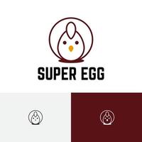 super ägg kyckling tupp höna fjäderfän djur- bruka logotyp vektor