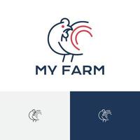 kyckling tupp höna fjäderfän djur- bruka logotyp vektor