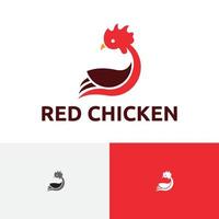 röd kyckling fjäderfän djur- bruka unik logotyp vektor