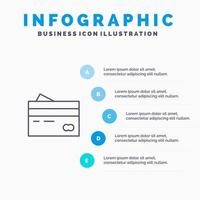 Kreditkarte Bankkarte Karten Kredit Finanzen Geld einkaufen Symbol Leitung mit 5 Schritten Präsentation Infografiken Hintergrund vektor