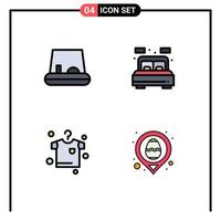 Stock Vector Icon Pack mit 4 Zeilen Zeichen und Symbolen für Pedal Ostern Wohnkleidung Ort editierbare Vektordesign-Elemente