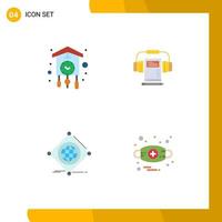 Stock Vector Icon Pack mit 4 Zeilen Zeichen und Symbolen für Uhr iot Kuckuck Audio Dinge editierbare Vektordesign-Elemente