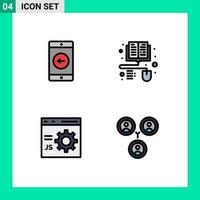 användare gränssnitt packa av 4 grundläggande fylld linje platt färger av Ansökan utveckla vänster ebook programmering redigerbar vektor design element