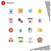 Stock Vector Icon Pack mit 16 Zeilenzeichen und Symbolen für Shop Café Arrow Star Festival editierbares Paket kreativer Vektordesign-Elemente