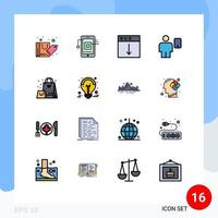 uppsättning av 16 kommersiell platt Färg fylld rader packa för väska mänsklig app enhet avatar redigerbar kreativ vektor design element