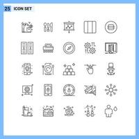 25 kreative Symbole moderne Zeichen und Symbole von Essen Layout Board horizontal verteilen editierbare Vektordesign-Elemente vektor