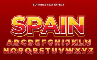 spanien 3d-texteffekt mit stilvollem thema. Typografievorlage für Spanien-Flagge