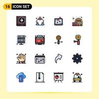 uppsättning av 16 modern ui ikoner symboler tecken för server data kärlek tåg elektrisk redigerbar kreativ vektor design element