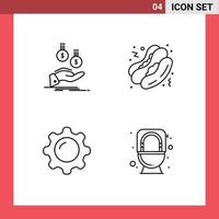 Packung mit 4 modernen Filledline-Flachfarben Zeichen und Symbolen für Web-Printmedien wie Münzen zeigen Zahlungsmittel Make-up editierbare Vektordesign-Elemente an vektor