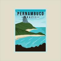 pernambuco strand affisch minimalistisk vektor illustration mall grafisk design. Brasilien ö landmärke för företag resa eller miljö reklam