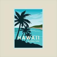 hawaii strand affisch vektor illustration mall grafisk design. paradis ö tecken eller baner för resa företag eller äventyr fritid begrepp