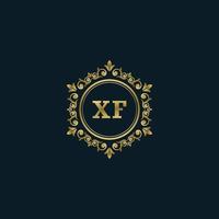 brev xf logotyp med lyx guld mall. elegans logotyp vektor mall.