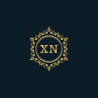 brev xn logotyp med lyx guld mall. elegans logotyp vektor mall.