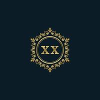 brev xx logotyp med lyx guld mall. elegans logotyp vektor mall.