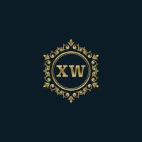brev xw logotyp med lyx guld mall. elegans logotyp vektor mall.