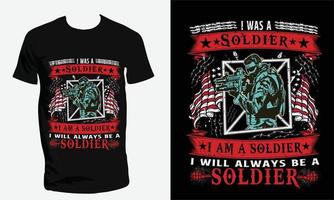 USA armén veteran- och USA militär tshirt design vektor