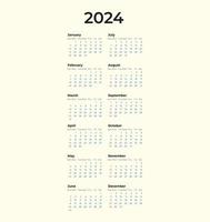 Kalender, Kalender 2023, Kalender 2024, einfaches Kalenderdesign, US-Kalender vektor