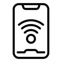 Smartphone-WLAN-Symbol Umrissvektor. Herbergsanlage vektor