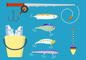 Flat Fishing Element Vectors