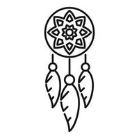 amerikanischer traumfänger-symbol-umrissvektor. indischer Stamm vektor