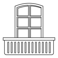 Retro-Fenster und Balkonsymbol, Umrissstil vektor