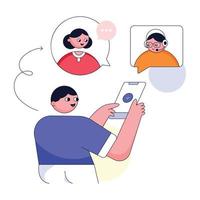 moderne flache illustration des online-meetings vektor