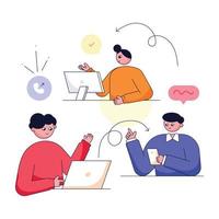 moderne flache illustration des online-meetings vektor