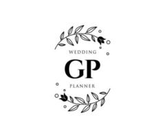 gp initialer brev bröllop monogram logotyper samling, hand dragen modern minimalistisk och blommig mallar för inbjudan kort, spara de datum, elegant identitet för restaurang, boutique, Kafé i vektor