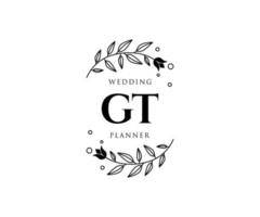 gt initialer brev bröllop monogram logotyper samling, hand dragen modern minimalistisk och blommig mallar för inbjudan kort, spara de datum, elegant identitet för restaurang, boutique, Kafé i vektor