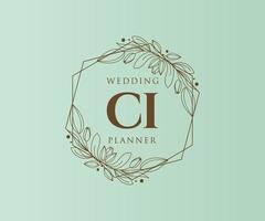 ci initials brief hochzeitsmonogramm logos sammlung, handgezeichnete moderne minimalistische und florale vorlagen für einladungskarten, save the date, elegante identität für restaurant, boutique, café im vektor