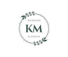 km Initialen Brief Hochzeit Monogramm Logos Sammlung, handgezeichnete moderne minimalistische und florale Vorlagen für Einladungskarten, Save the Date, elegante Identität für Restaurant, Boutique, Café im Vektor