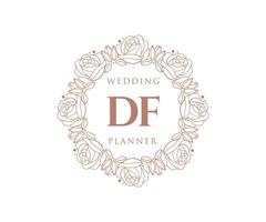 df initialen brief hochzeitsmonogramm logos sammlung, handgezeichnete moderne minimalistische und florale vorlagen für einladungskarten, save the date, elegante identität für restaurant, boutique, café im vektor