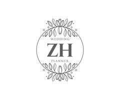 Z H initialer brev bröllop monogram logotyper samling, hand dragen modern minimalistisk och blommig mallar för inbjudan kort, spara de datum, elegant identitet för restaurang, boutique, Kafé i vektor