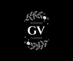 gv initialen brief hochzeitsmonogramm logos sammlung, handgezeichnete moderne minimalistische und florale vorlagen für einladungskarten, save the date, elegante identität für restaurant, boutique, café im vektor